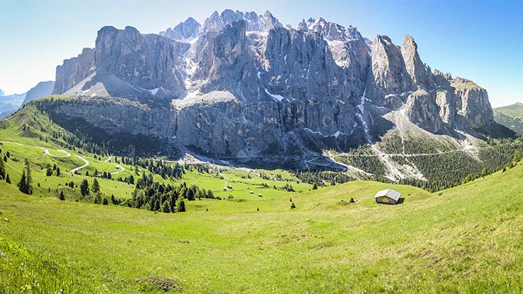 View from Dantercepies to Gruppo Sella
